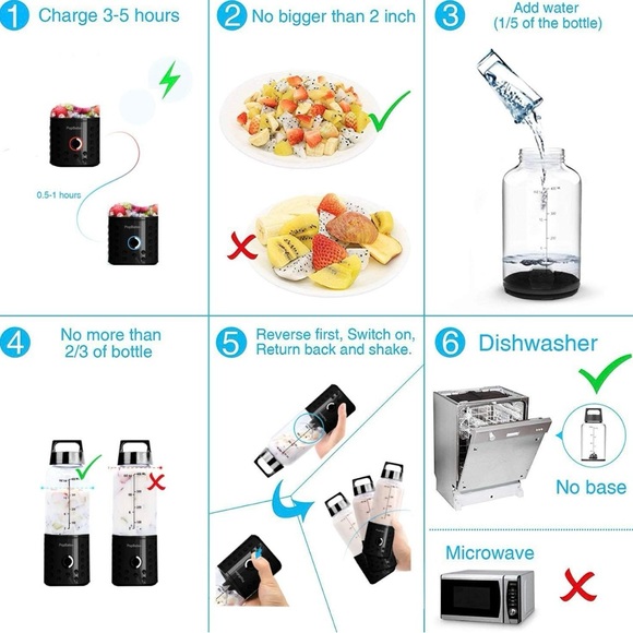 PopBabies Portable Blender Shakes and Smoothies with rechargeable USB Black - Picture 2 of 7
